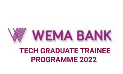 Wema Bank Tech Graduate Trainee Programme 2022