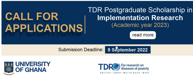 2023 University of Ghana TDR Postgraduate Scholarship